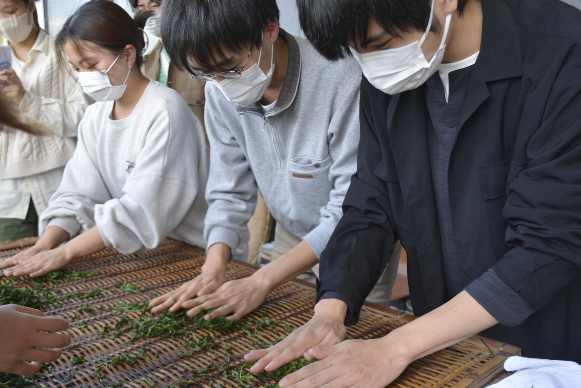 お茶釜炒り体験